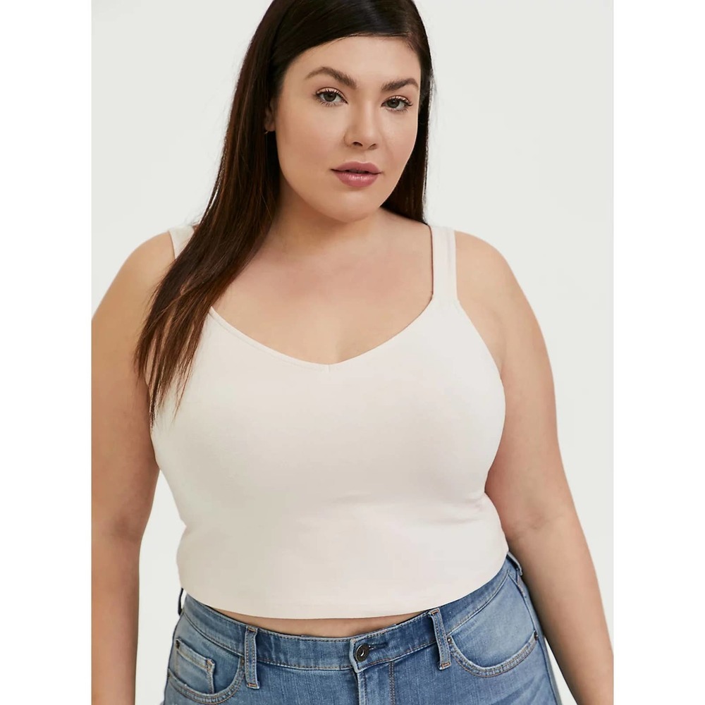 NWT Torrid Light Pink V-Neck Crop Foxy Cami Stretch Top Plus Size: 6X (30)